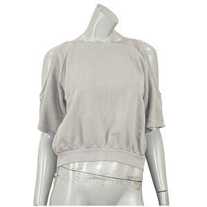 MOUSSY Women's Gray Cold Shoulder Knit Sweater top in Cotton